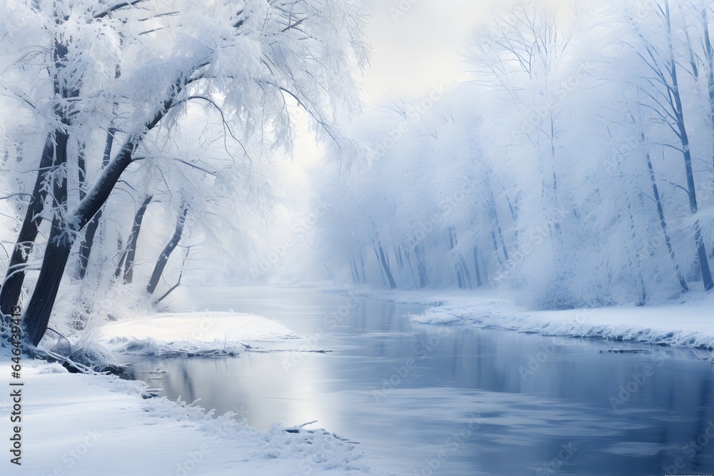 Fototapeta premium Märchenhafte Winterlandschaft bei Abenddämmerung