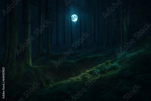 Dark forest cursed theme  moonlight creepy - AI Generative