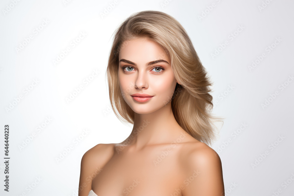 Magnetic Young Woman Model On A White Background . Сoncept Magnetic Energy, Young Woman Model, White Background, Branding Magnetic Young Woman Model On A White Background . Сoncept Magnetic Energy, Young Woman Model, White Background, Branding