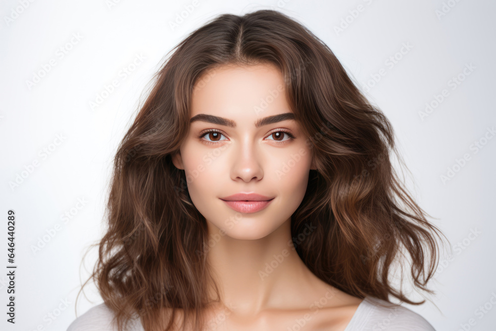 Natural Young Woman Model On A White Background. Сoncept Natural Beauty, Young Woman Modeling, Photographing On White, Creating Stylish Images Natural Young Woman Model On A White Background. Сoncept Natural Beauty, Young Woman Modeling, Photographing On White, Creating Stylish Images