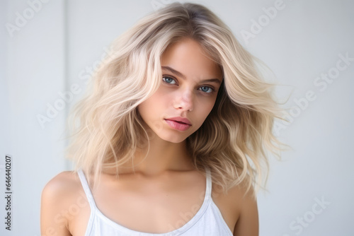 Modern Young Woman Model On A White Background