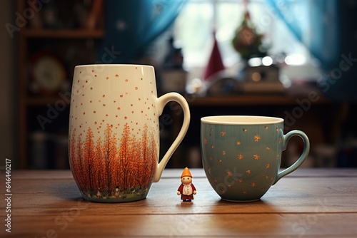 a tiny teacup next to a large coffee mug