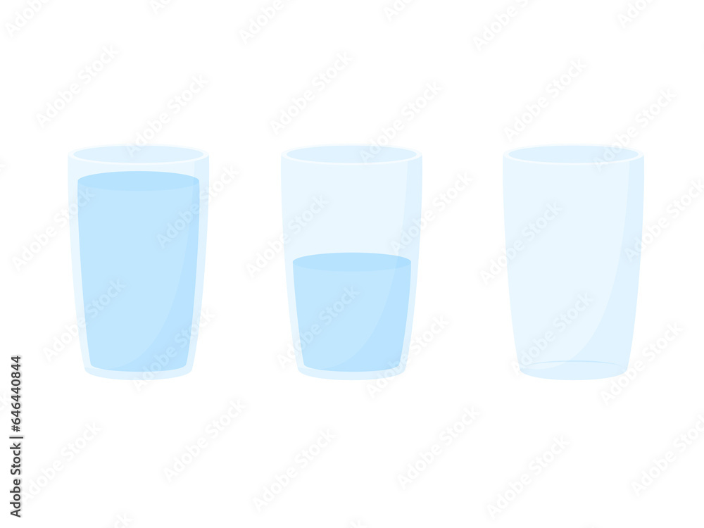 Glass of water isolated on white background. Vector illustration. Glass of water isolated on white background. Vector illustration.