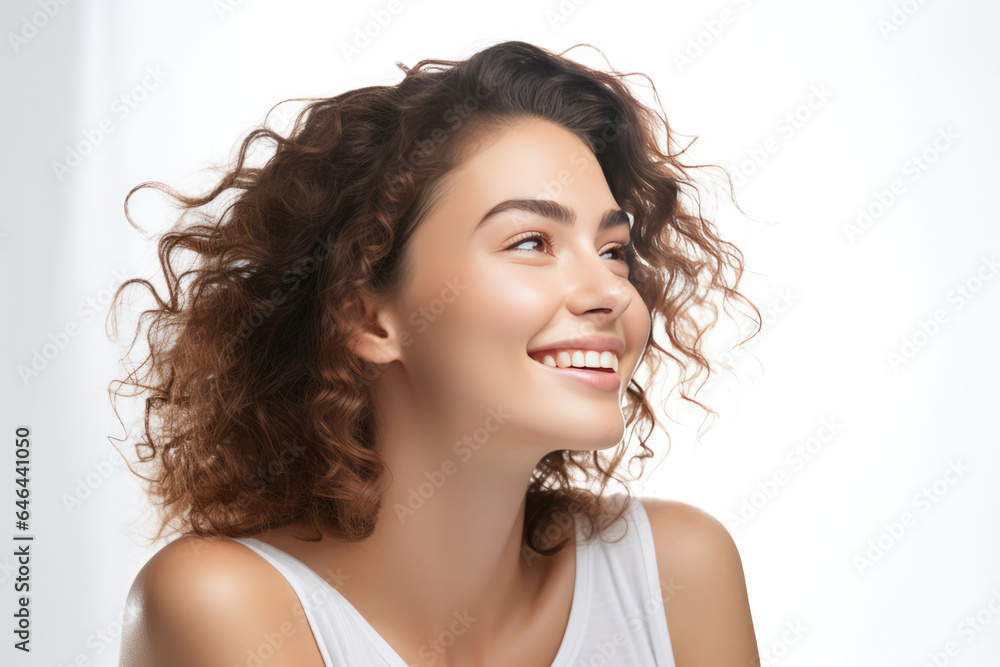 Radiant Young Woman Model On A White Background . Сoncept Radiant Beauty Standards, Modeling Industry, Colorism In Media, Being Young And Proud Radiant Young Woman Model On A White Background . Сoncept Radiant Beauty Standards, Modeling Industry, Colorism In Media, Being Young And Proud