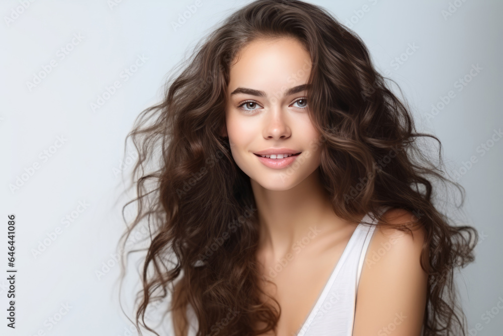 Radiant Young Woman Model On A White Background . Сoncept Radiant Beauty, Confidence And Selflove, Modern Femininity, Positive Body Image Radiant Young Woman Model On A White Background . Сoncept Radiant Beauty, Confidence And Selflove, Modern Femininity, Positive Body Image