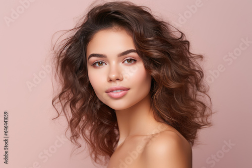 Radiant Young Woman Model On A Pastel Background . Сoncept Radiant Youth, Modeling, Pastel Backgrounds, Inspiration. Сoncept Youthful Beauty, Radiant Confidence, Pastel Perfection, Modeling Poses