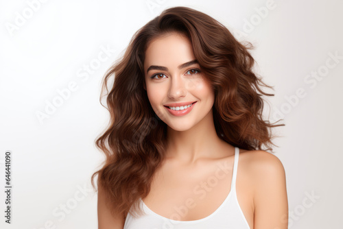 Radiant Young Woman Model On A White Background