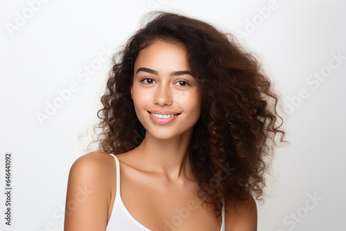 A Beautiful Young Woman With Long Curly Hair