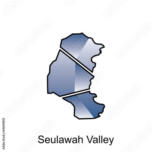 map of Seulawah Valley City logo design concept illustration idea style flat vector design template. isolated on white background