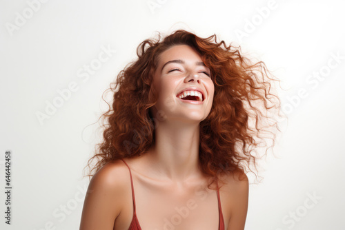 Vibrant Young Woman Model On A White Background