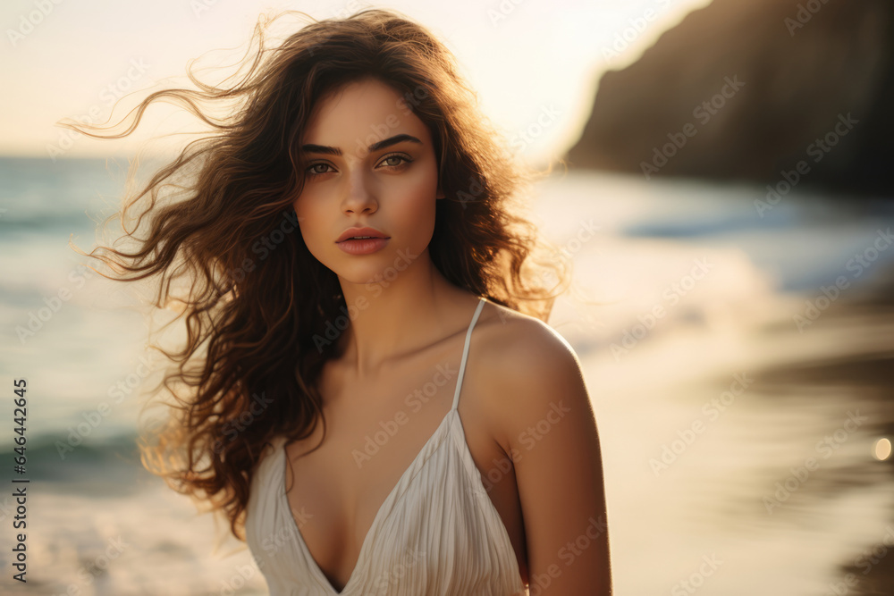 Enchanting Young Woman Model Against The Sea . Сoncept Finding Beauty In Nature, Fashion Lifestyle Photography, Representation Of Femininity Enchanting Young Woman Model Against The Sea . Сoncept Finding Beauty In Nature, Fashion Lifestyle Photography, Representation Of Femininity