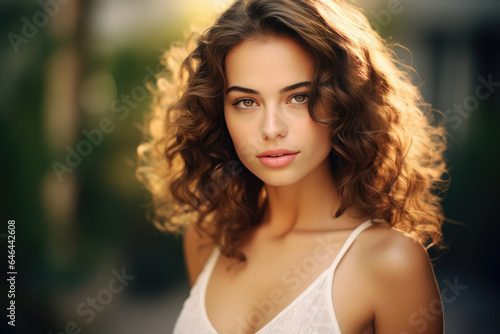 A Beautiful Young Woman With Curly Hair Posing For A Picture. Сoncept Self Confidence, Natural Hair Styling, Embracing Inner Beauty, Choosing Positivity
