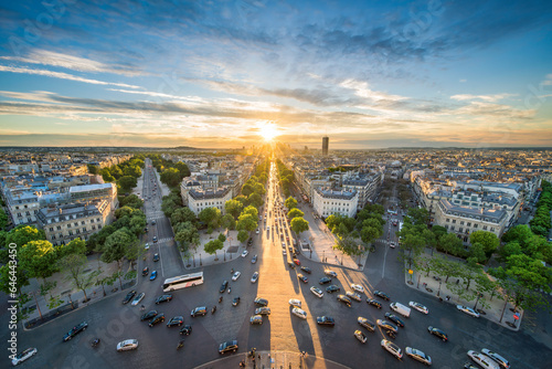 Avenue de la Grande Armée at sunset, Paris, France