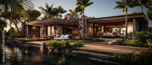 Exterior Design of a Ultra Luxurious Villa with a Huge Garden and Pool.