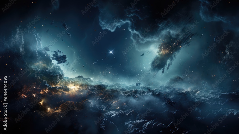 a galaxy in outer space with tiny dust grains that glow like stars a galaxy in outer space with tiny dust grains that glow like stars