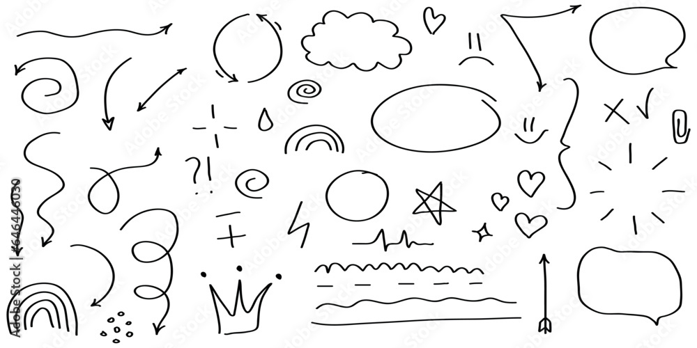 Sketch line arrow element, star, heart shape. Hand drawn doodle sketch style circle, cloud speech bubble grunge element set. Arrow, star, heart brush decoration. Sketch line arrow element, star, heart shape. Hand drawn doodle sketch style circle, cloud speech bubble grunge element set. Arrow, star, heart brush decoration.