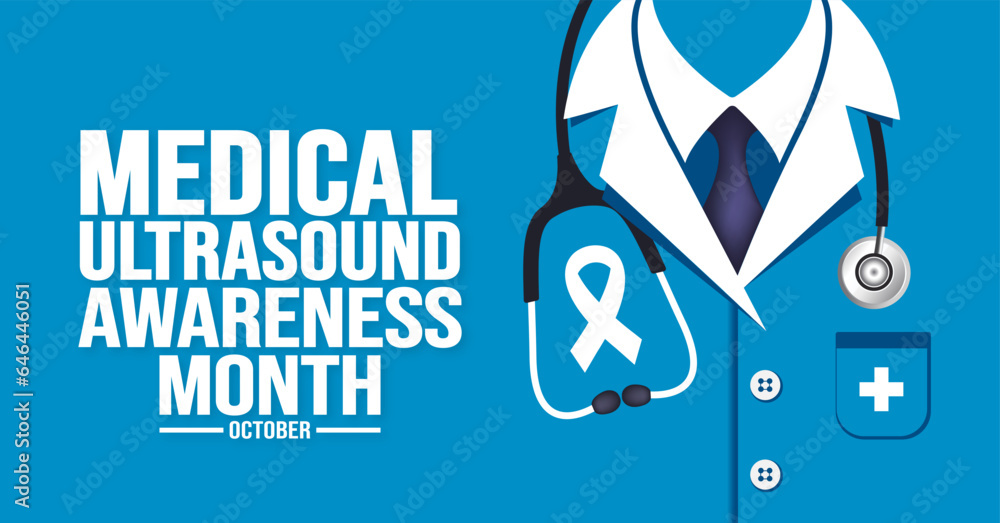 October is Medical Ultrasound Awareness Month background template. Holiday concept. background, banner, placard, card, and poster design template with text inscription and standard color. vector - obrazy, fototapety, plakaty 