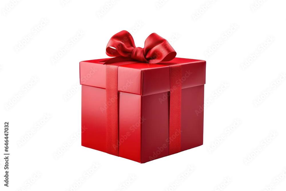 Christmas Valentine present, red gift box with ribbon bow isolated transparent background, PNG, Christmas Valentine present, red gift box with ribbon bow isolated transparent background, PNG,