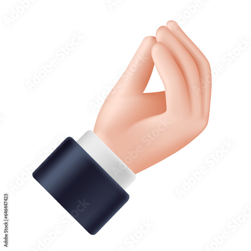 Italian pinecone hand. Che vuoi gesture, pinched fingers or finger purse emphasizing expressive communication 3D vector illustration