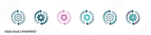 gear business progress development icon vector cogwheel project upgrade optimization circle arrow improvement symbol illustration