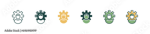 business development human resource training icon with cogwheel gear symbol illustration employee organization management for web and app