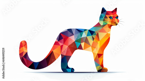 Geometric Play: Cat in Abstract Shapes, Cats, white background, vector style