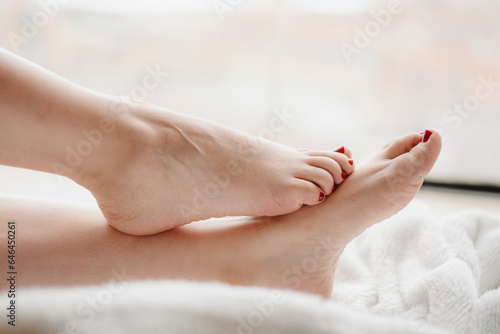 Hyperrealistic Relaxing Feet on a Soft Bed