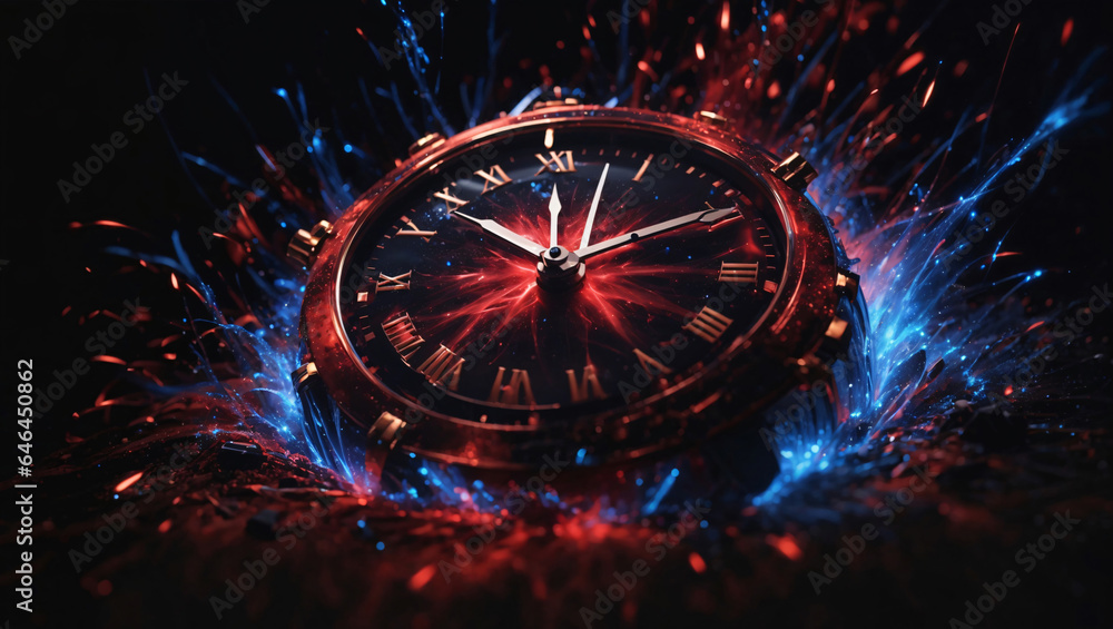 Time is burning out in the image of the burning clock. The clock is