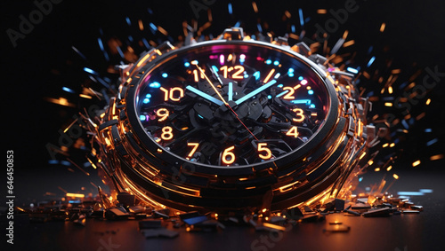 Time's flaming finale is in blast as the clock is on fire. picture of a fiery clock The scary graphic shows the passing of time as the clock ticks. The value of time cannot be overstated.