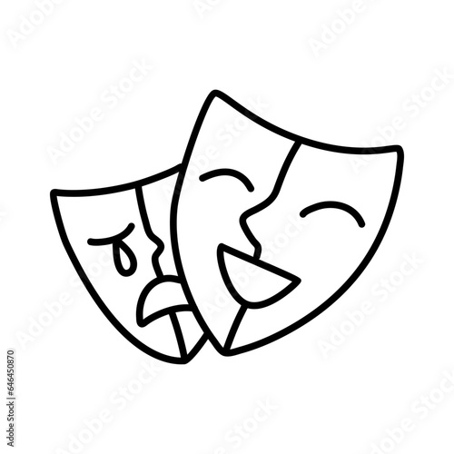 Doodle style drama or theater masks illustration in vector format isolated on white background