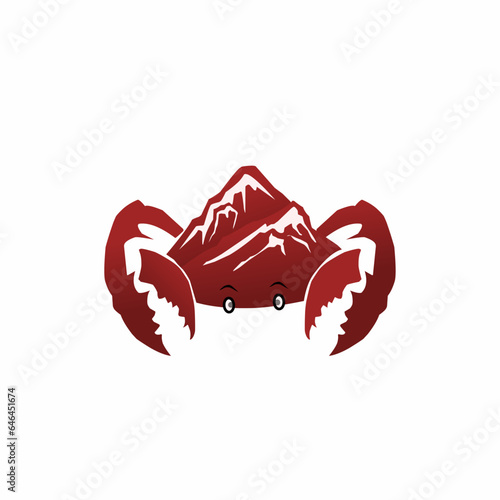 crab with mountain Logo Template icon design. Unusual crab logo vector.isolated on white background