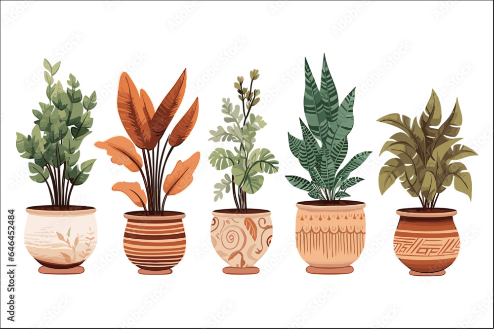 Obraz premium set of decorative plant illustration vector for art project 