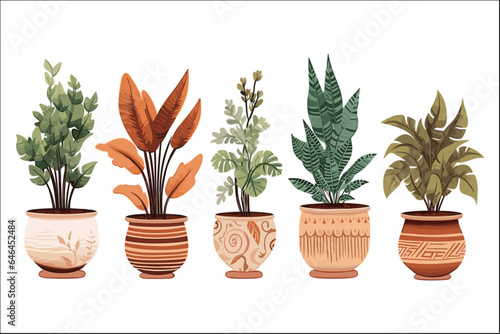 set of decorative plant illustration vector for art project 