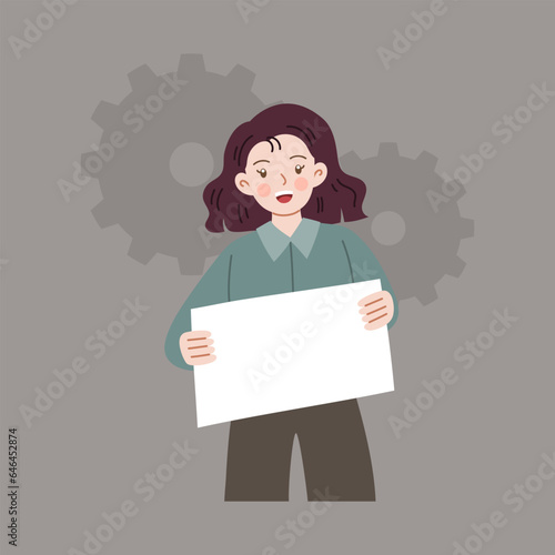 cute demonstrator campaign protester blank sign