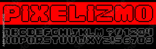 An 8-bit pixelated alphabet. Reminiscent of classic video game graphics and comic book style. Perfect for gaming enthusiasts, retro design projects, capturing nostalgia and 'game over' moments