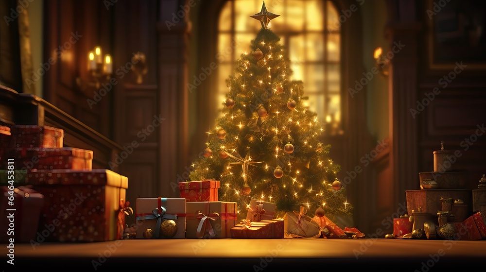 Christmas tree with christmas lights