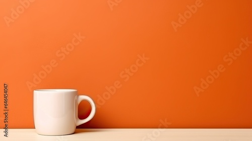 Coffee cup on table background with copy space, morning drink