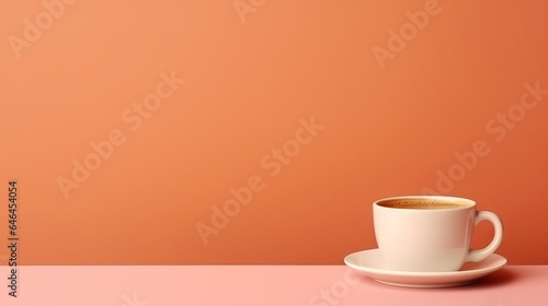 Coffee cup on table background with copy space, morning drink