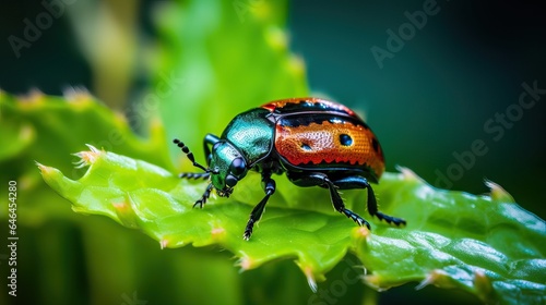 Colorful ladybug, Chrysocoris stollii on leaf  © thesweetsheep