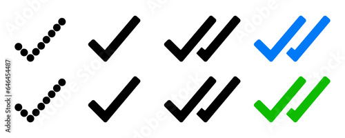 Vector icons on Messaging  sending  delivery and reading vector check mark icons in line style design for website design  send checkmark icons on white background eps10