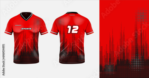 Sport jersey design template mockup polkadot abstract pattern for football soccer, racing, gaming, blue color