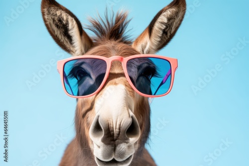 Playful Donkey with Sunglasses: Bright Pastel Animal Illustration for Cards and Banners © Philipp