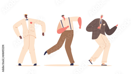 Retro Men Characters Dance Evokes The Spirit Of Bygone Eras, Characterized By Slick Moves, And Groovy Music
