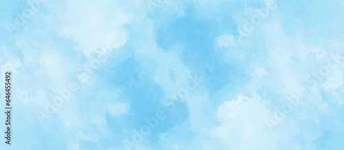 blue sky with clouds. Light sky blue shades watercolor background. Sky Nature Landscape Background. sky background with white fluffy clouds.>< 