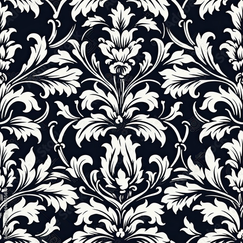 Damask seamless pattern template symmetric classica, AI Generated