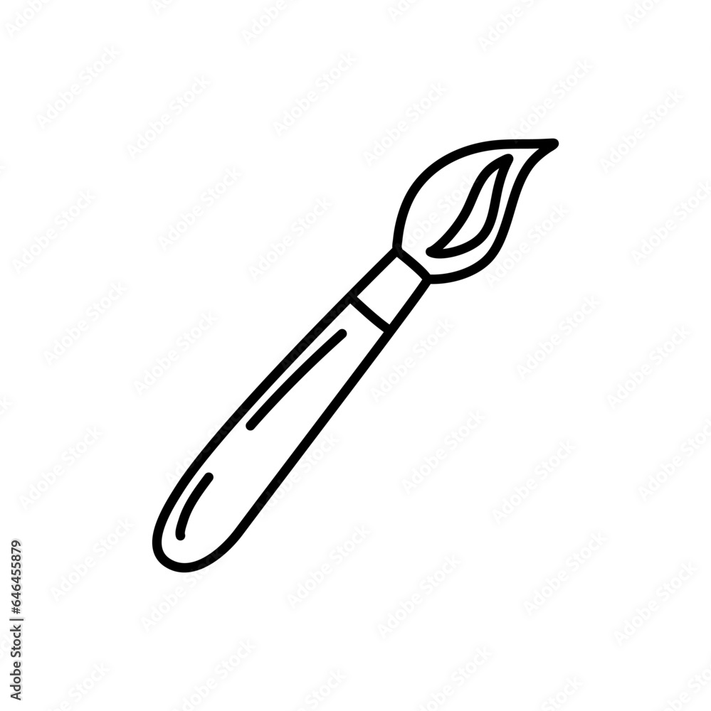 Hand drawn doodle paint brush. Vector sketch illustration of black outline art brush