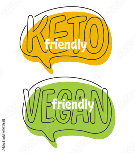 Keto and Vegan friendly badge in bubble shape
