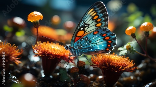  beautiful butterfly in a flower macro shot 