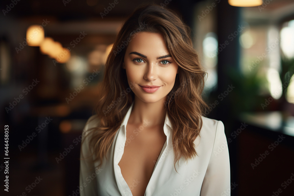 Generative AI picture portrait of amazing gorgeous office worker young woman Generative AI picture portrait of amazing gorgeous office worker young woman