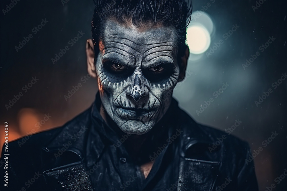 Brutal portrait of muscular man dark scarred barbarian anti hero skeleton hunter Generative AI Brutal portrait of muscular man dark scarred barbarian anti hero skeleton hunter Generative AI